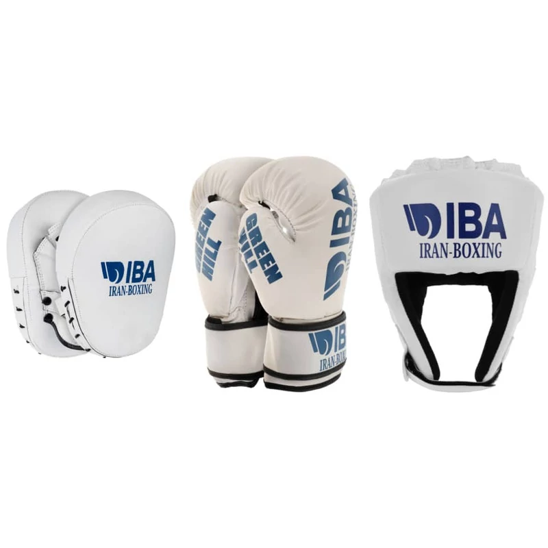 دستکش بوکس گرین هیل مدل aiba pro 2000 به همراه کلاه و میت رزمی